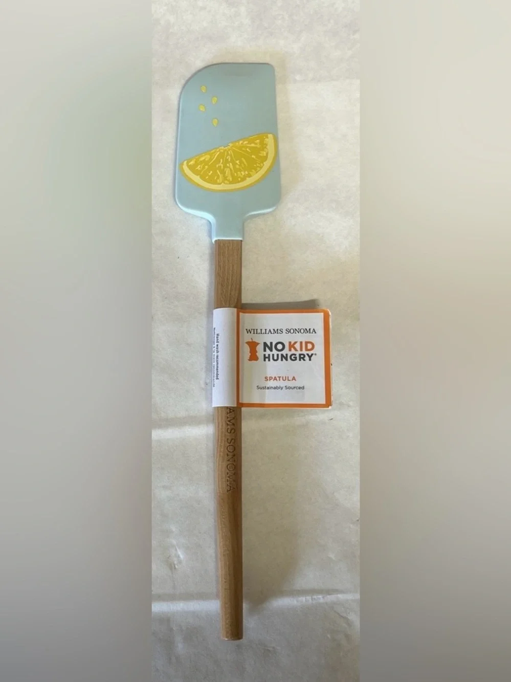 Williams Sonoma Pale Blue Silicone Spatula with Yellow Lemon Accent